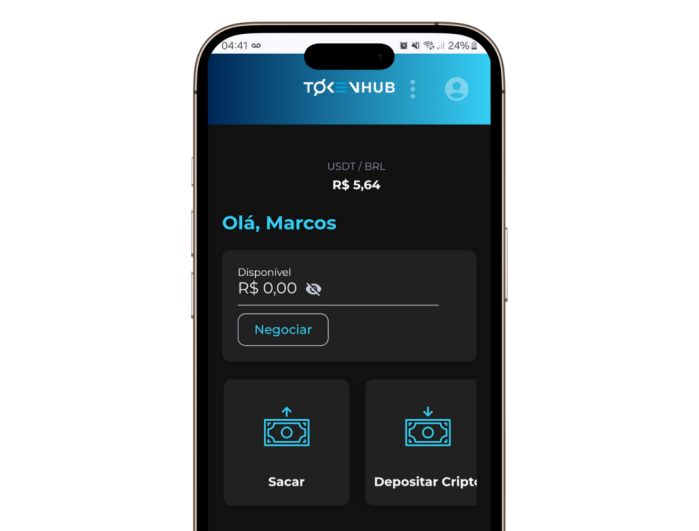 App TokenHub no celular